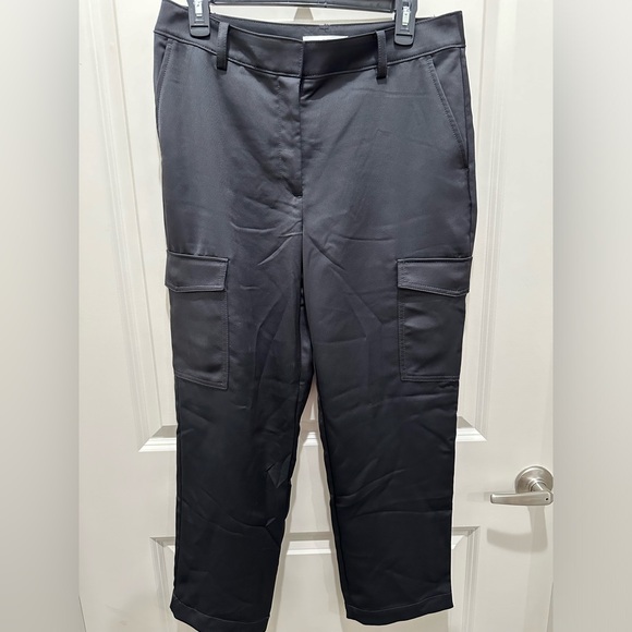 NWT LOFT women’s size 8 black cargo satin pants - Picture 5 of 9